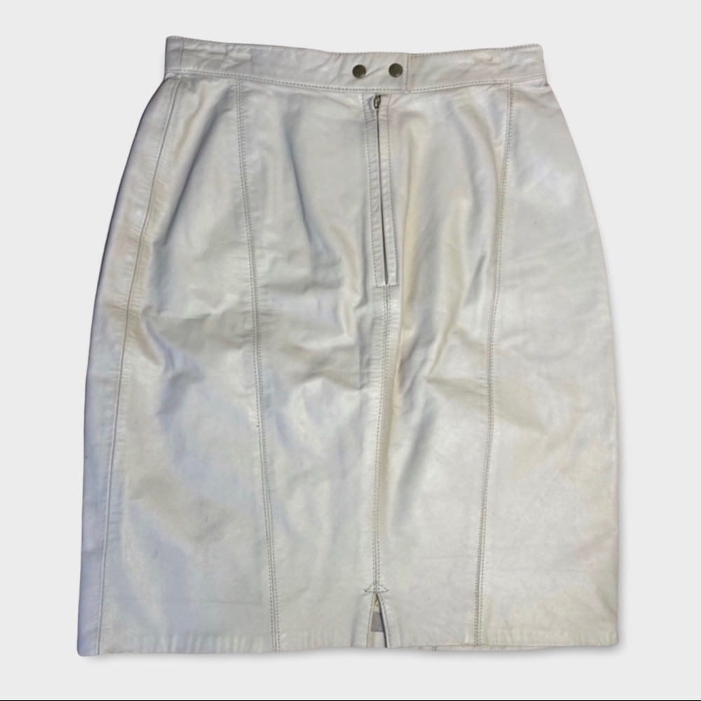 Vintage CEDARS Leather Pencil Skirt Beige Sz Small